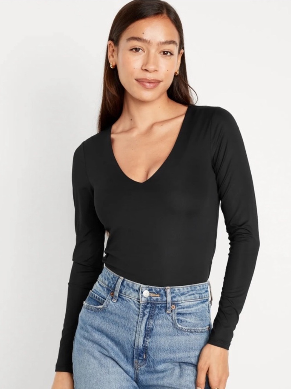 NWT! Old Navy Women’s Long-Sleeve Double-Layer Sculpting Cropped T-Shirt Top 🧿
